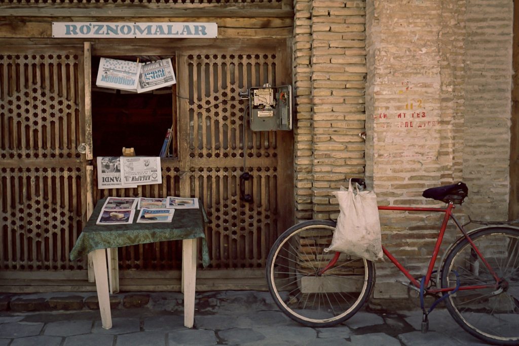 BUKHARA, UZBEKISTAN - APRIL, 2004:    Newpaper stand in Bukhara.(Photo by Christopher Herwig)